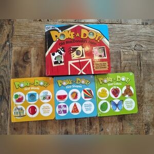 Melissa & Doug Poke-A-Dot Lot of 4 Old MacDonald Farm First Words Colors Shapes‎
